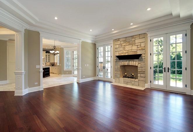 close-up of hand-scraped maple wood flooring